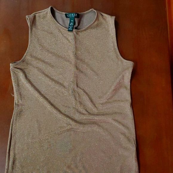 #32 Ralph Lauren P/M gold shimmering metallic sleeveless top - Picture 1 of 2